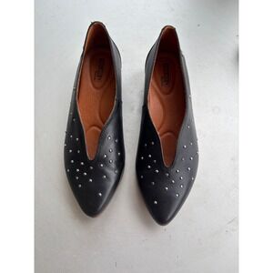 Pikolinos Black Leather Studded Star Pointed Toe Flats EU 35 US 5 Relax Insole